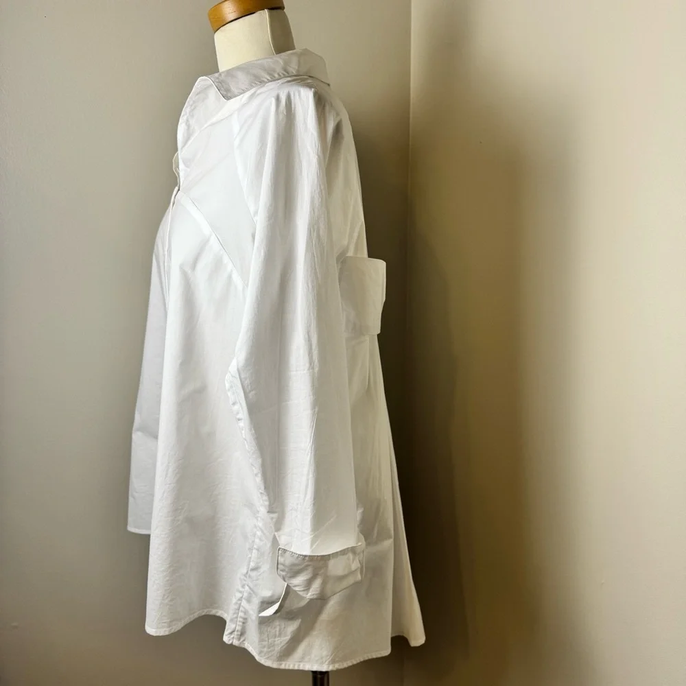 RAVEL Bow Back 100% Cotton Button Front Dress Shirt WHITE / MEDIUM - Picture 6 of 14